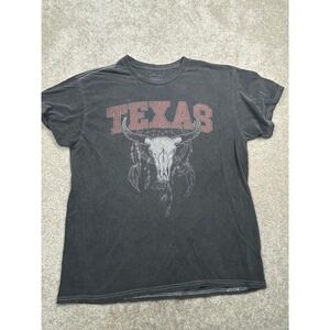 Full Tilt Texas Graphic T-Shirt M Black Steer Skull Western Southwestern Boho
